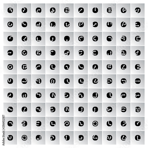 arrow icon in round buttons vector set