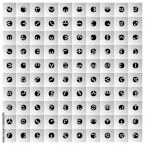 arrow icon in round buttons vector set