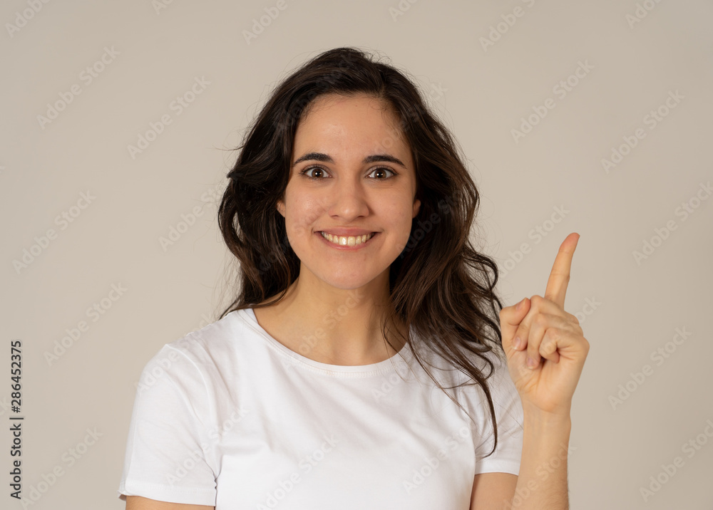 Portrait of young attractive woman with thoughtful expression thinking Portrait of young attractive woman with thoughtful expression thinking