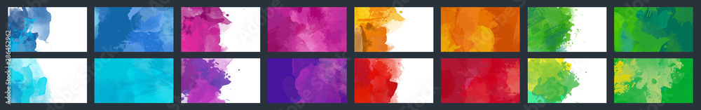 Big set of beauty vector colorful watercolor background for poster, brochure or flyer