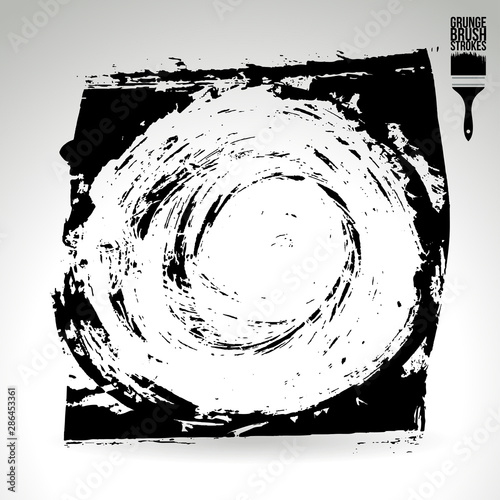 Black brush stroke and texture. Grunge vector abstract hand - painted element. Underline and border design.