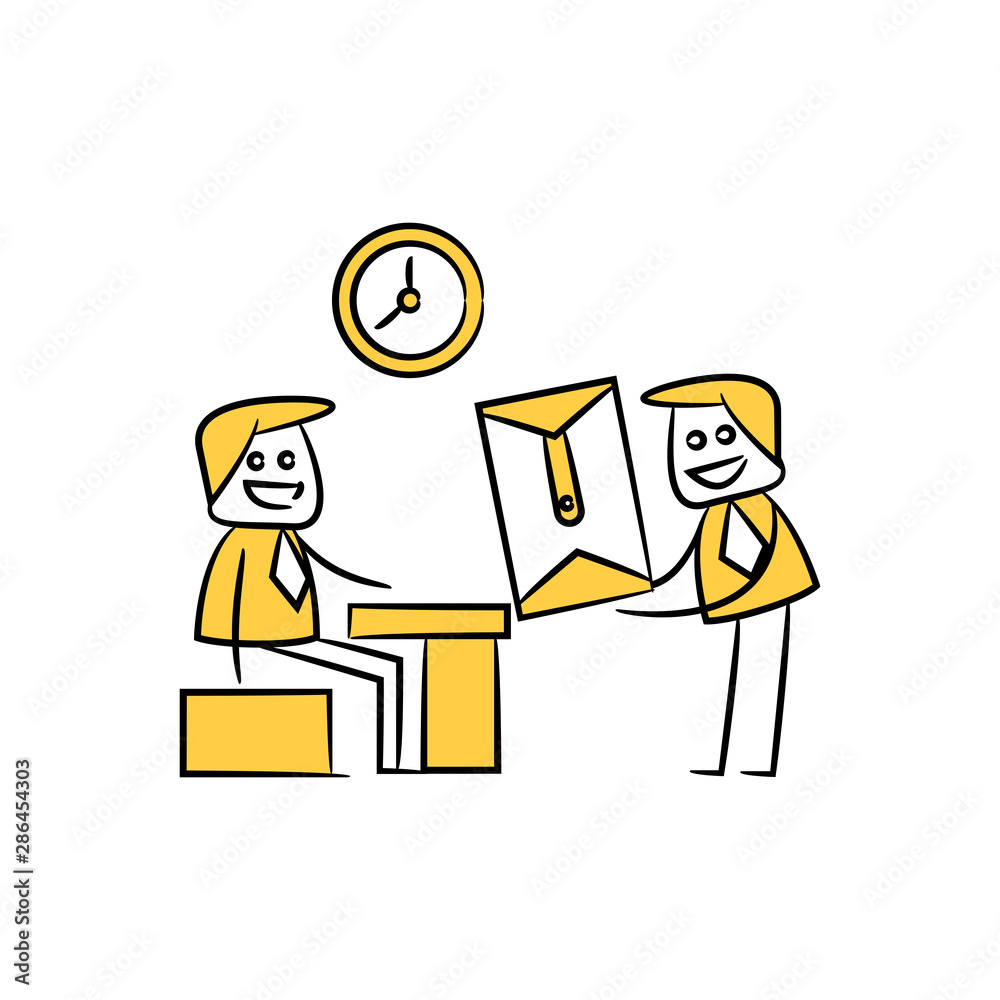 businessman sending envelope yellow stick figure design businessman sending envelope yellow stick figure design