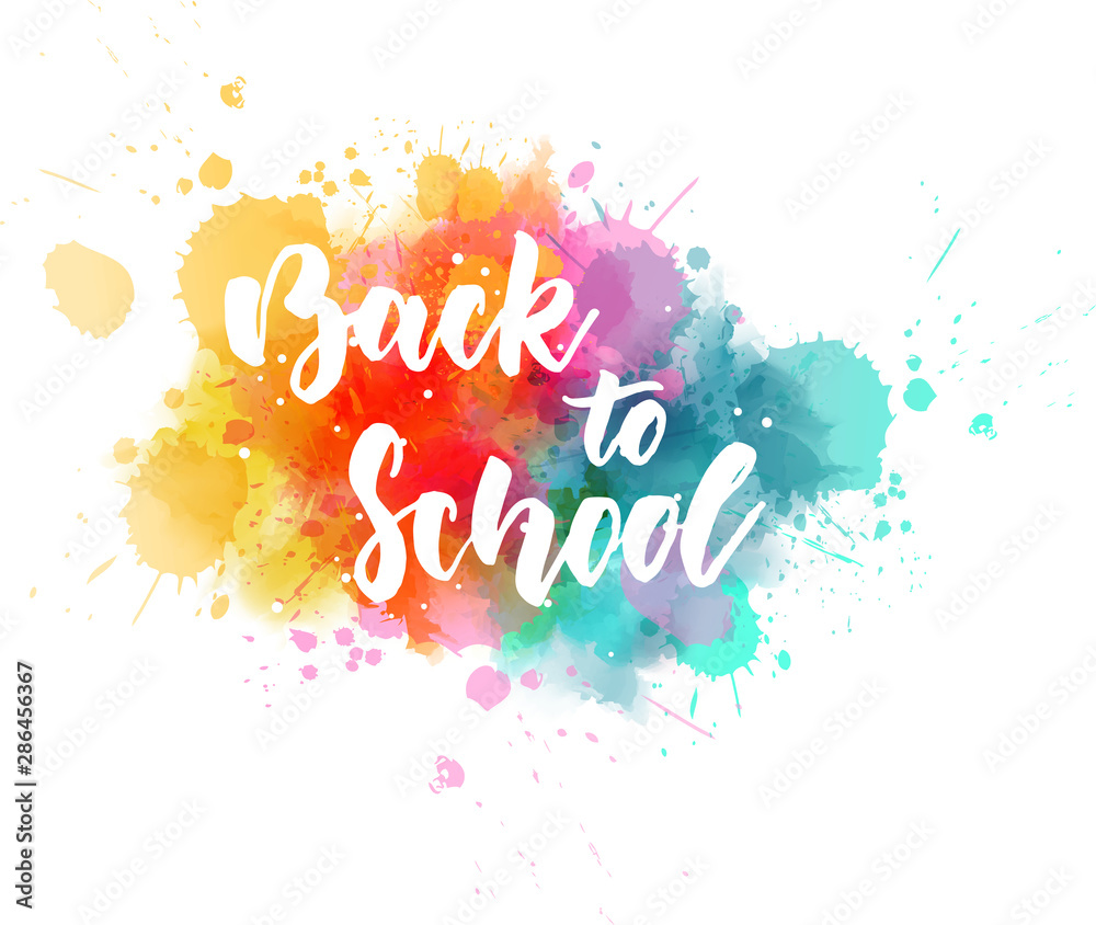 Obraz Powrót do szkoły napis na kolorowe farby splash