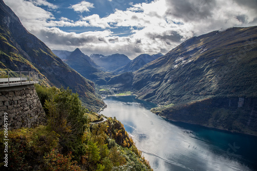 Views of the geiranger fjord from the cruise, in Norway