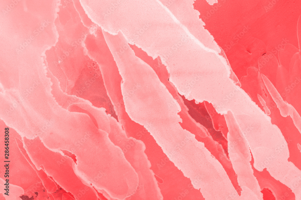 Hand painted alcohol ink background. Abstract red blood texture. Contemporary feminine wallpaper. 