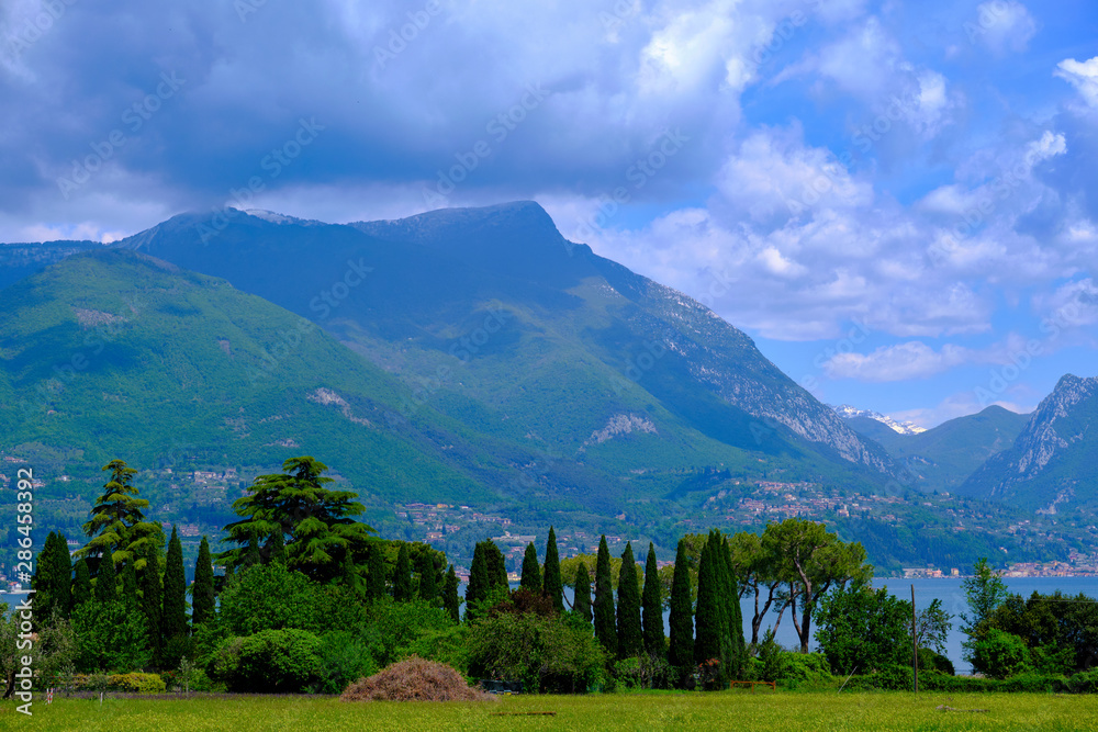 Aerial photography with drone, Rocca di Manerba in Garda lake,Italy.