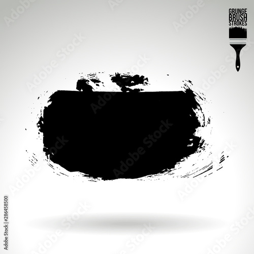 Black brush stroke and texture. Grunge vector abstract hand - painted element. Underline and border design.