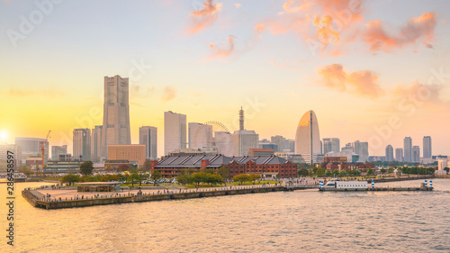 Canvas Print Yokohama city skyline at sunset