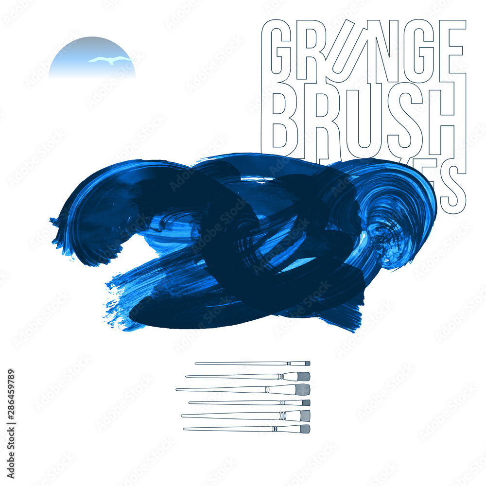 Blue brush stroke and texture. Grunge vector abstract hand - painted element. Underline and border design. Blue brush stroke and texture. Grunge vector abstract hand - painted element. Underline and border design.