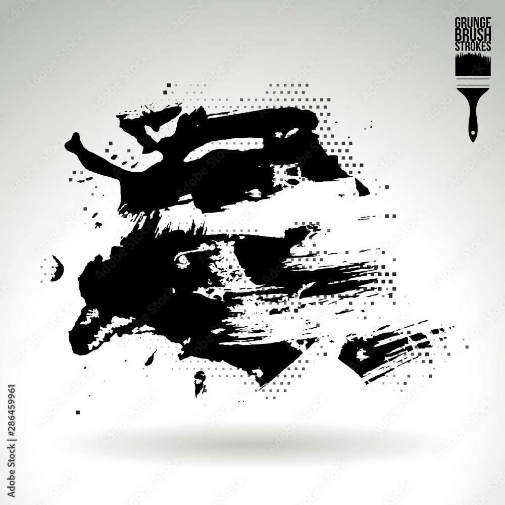 Black brush stroke and texture. Grunge vector abstract hand - painted element. Underline and border design. Black brush stroke and texture. Grunge vector abstract hand - painted element. Underline and border design.