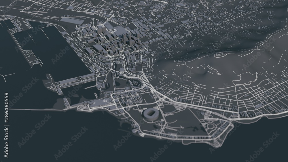 Fototapeta premium Cape Town city 3d map