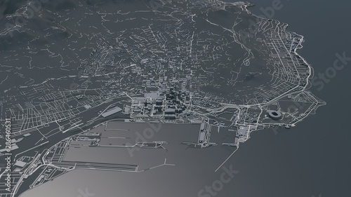 Canvas Print Cape Town city 3d map