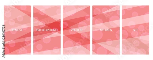 Social media stories banners set, story, texture with falling circular  bokeh lights, templates for cover, flyier, brochure, vector trendy backgrounds collection. photo