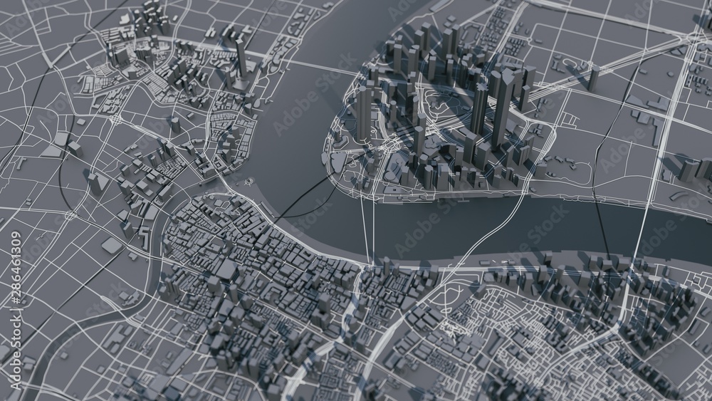 Fototapeta premium Shanghai city 3d map