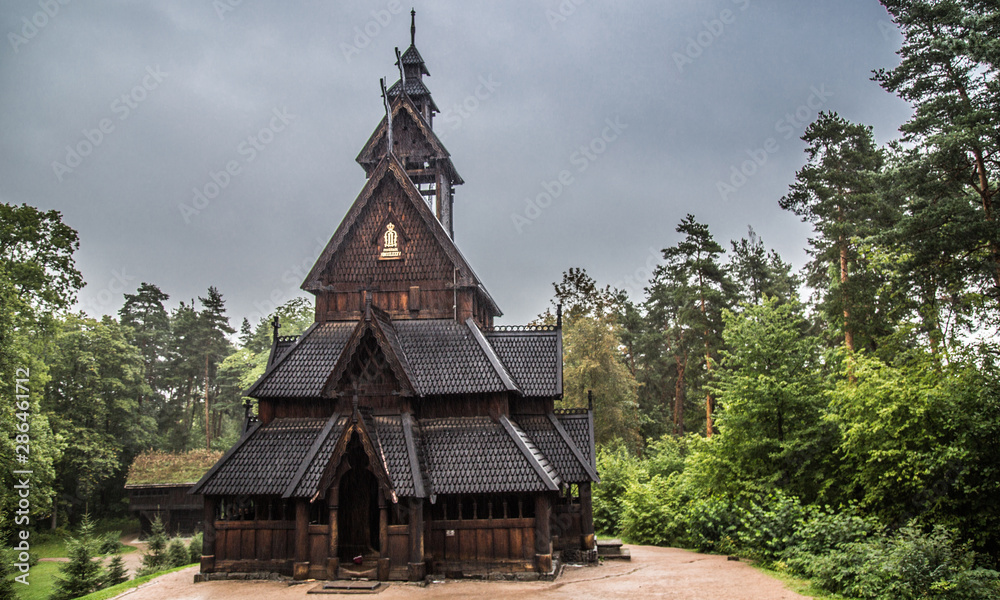 Stave church in Oslo Folkemuseum in Norway Stave church in Oslo Folkemuseum in Norway
