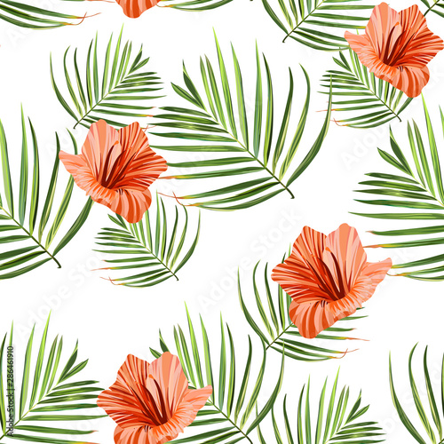 Palm beach. Tropic summer jungle leaf. Floral background