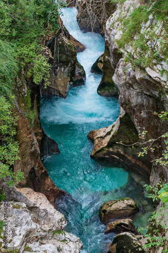 Beautiful blue river in a gorge