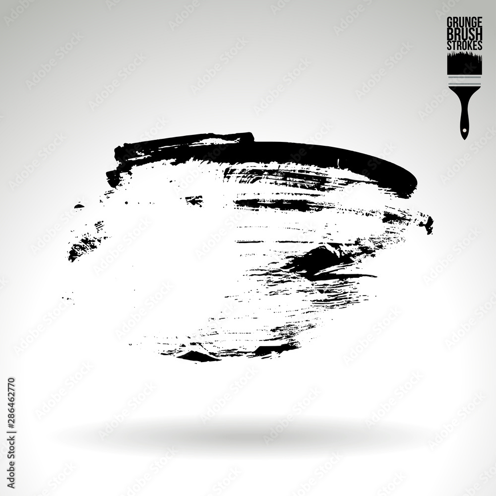 Fototapeta premium Black brush stroke and texture. Grunge vector abstract hand - painted element. Underline and border design.