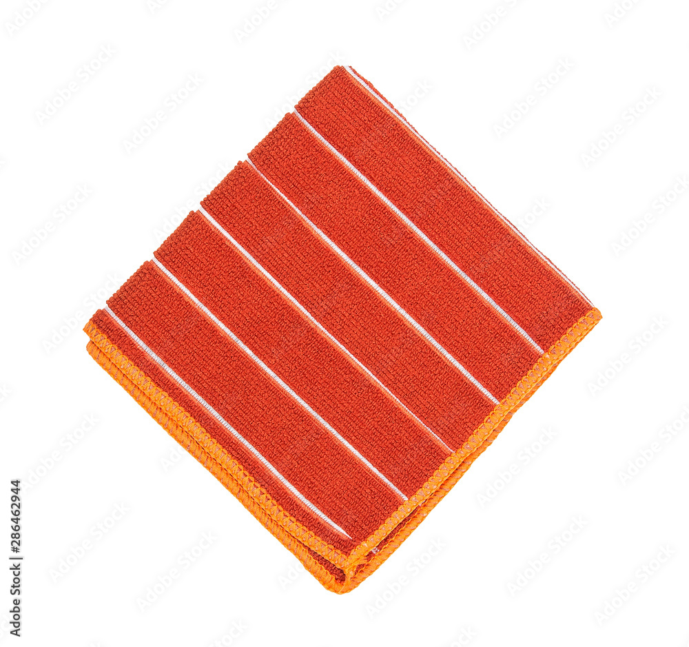 folded striped towel on an isolated white background folded striped towel on an isolated white background