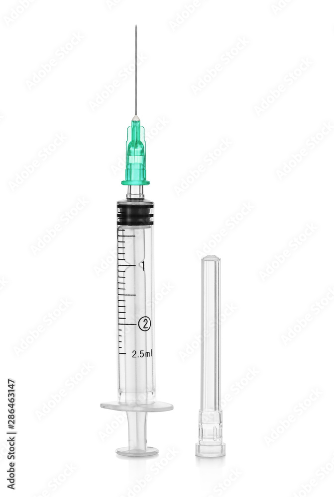 medical syringe with needle isolated on white background medical syringe with needle isolated on white background