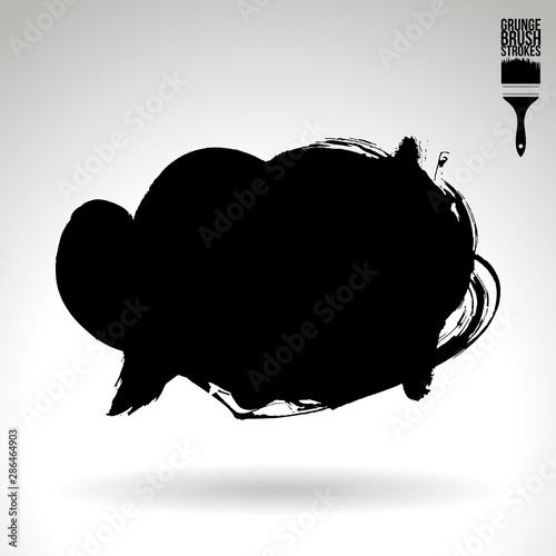 Black brush stroke and texture. Grunge vector abstract hand - painted element. Underline and border design.