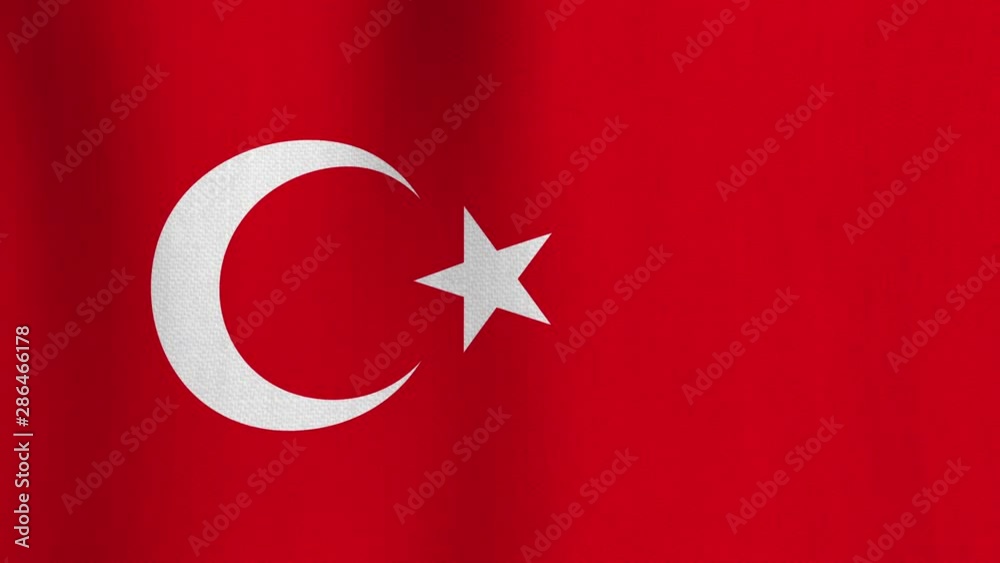 Realistic cotton flag of Turkey as a background. Seamless looping animation of grunge Turkish national waving flag with fabric texture Realistic cotton flag of Turkey as a background. Seamless looping animation of grunge Turkish national waving flag with fabric texture