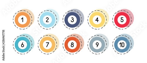 Tableau sur toile Number bullet points retro circles 1 to 10