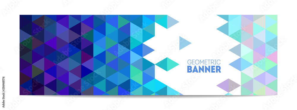 Web standart size banner with bright triangles pattern.