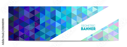 Web standart size banner with bright triangles pattern.