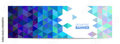 Web standart size banner with bright triangles pattern.
