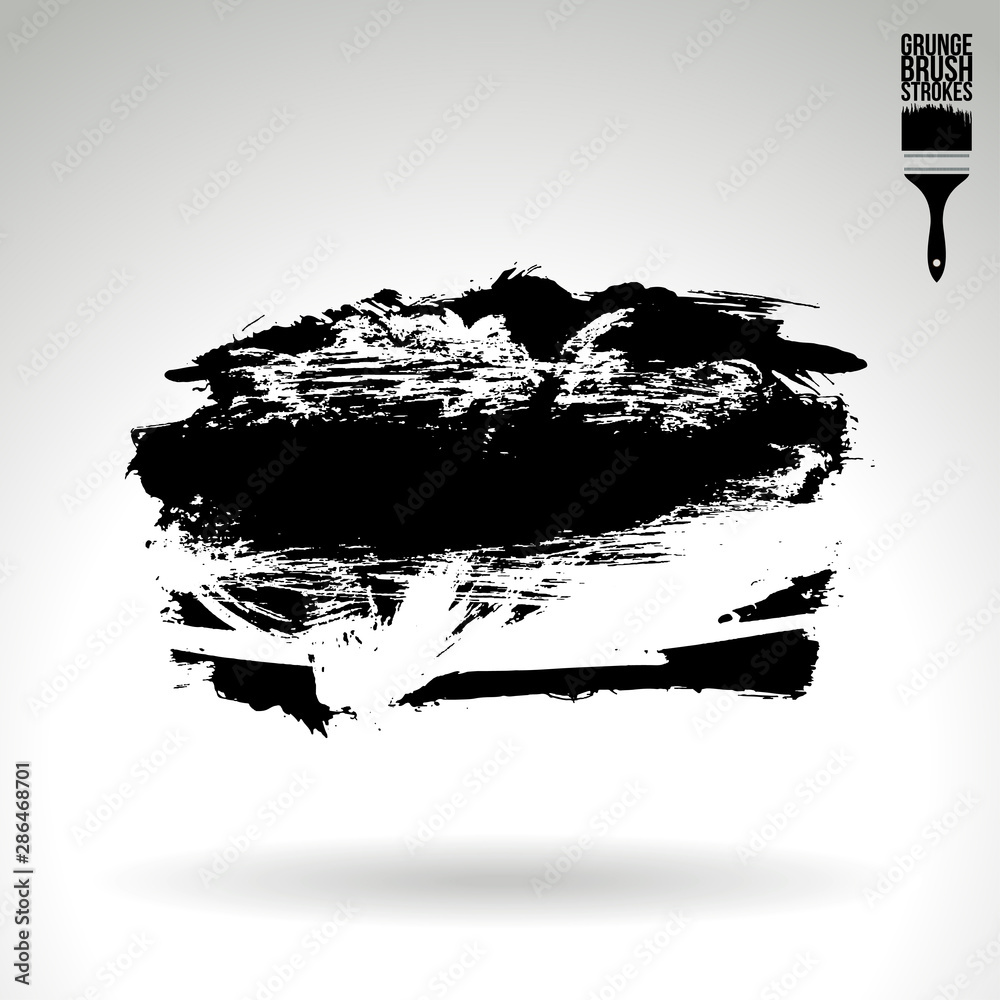Fototapeta premium Black brush stroke and texture. Grunge vector abstract hand - painted element. Underline and border design.