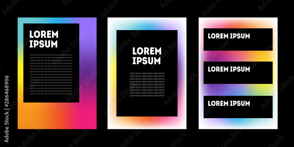 Set of three abstract covers. Beautiful modern gradient