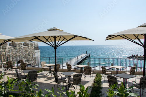 08/24/2019 View of the sea from the garden of the hotel Villa Chinka, St Constantine and Elena, Varna, Bulgaria, summer sea photo
