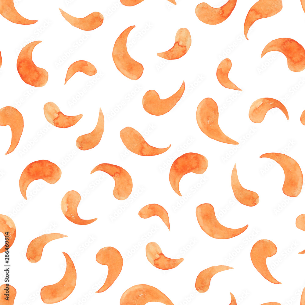 Obraz premium Watercolor seamless pattern of orange drops.