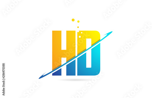 alphabet letter HD H D combination for logo company icon design
