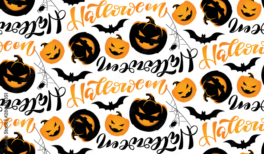 Cute hand drawn doodle pattern background halloween art