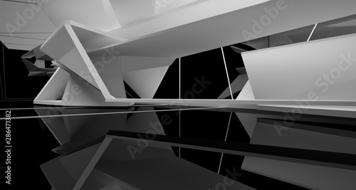 Slika na platnu Abstract white and black interior multilevel public space with window