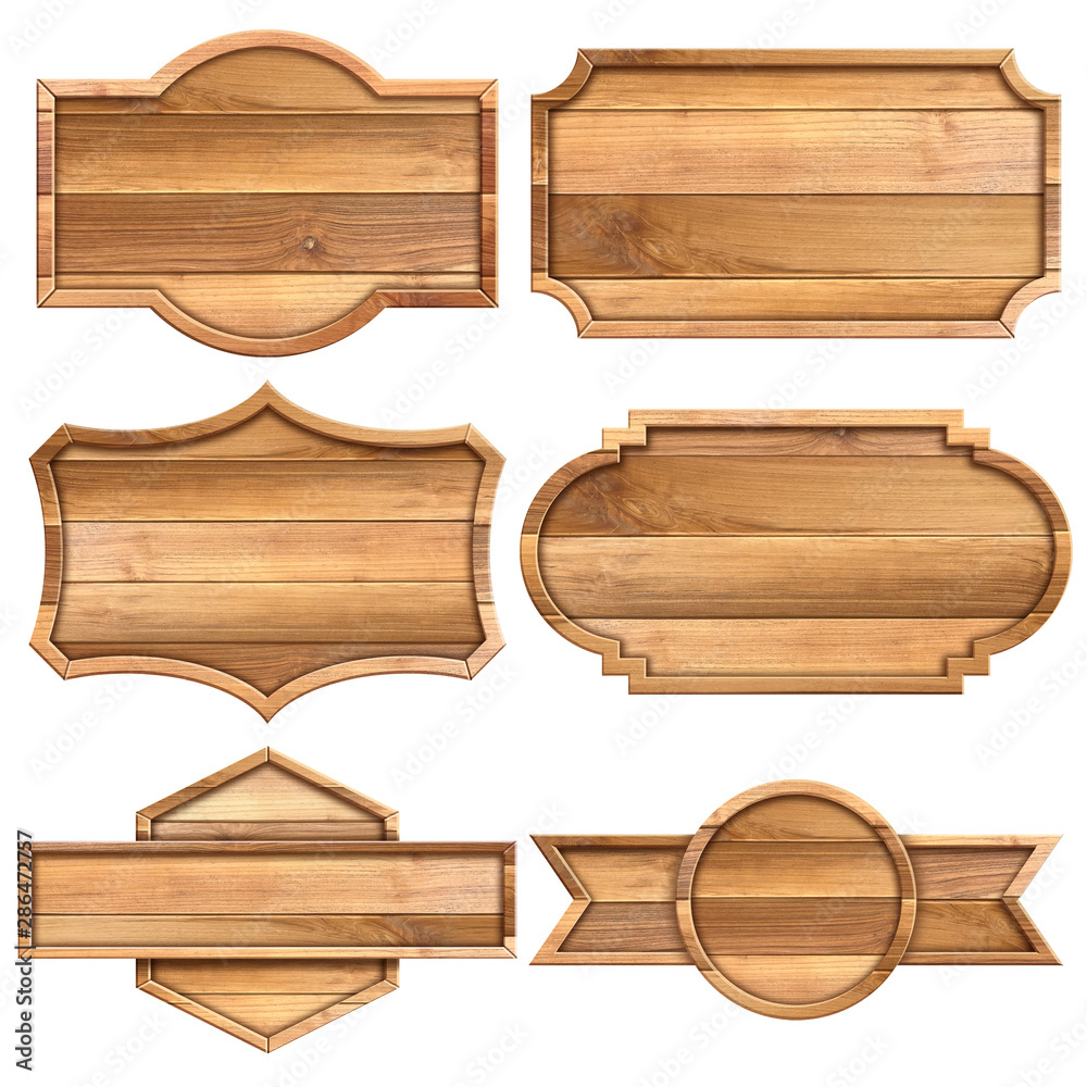Set of wooden sign isolated on white background. Set of wooden sign isolated on white background.