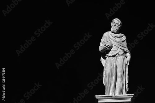 Girolamo Fracastoro (Fracastorius), a famous renaissance physician and scholar.Marble staute erected in 1559  in Signori Square, Verona (Black and White with copy space) photo