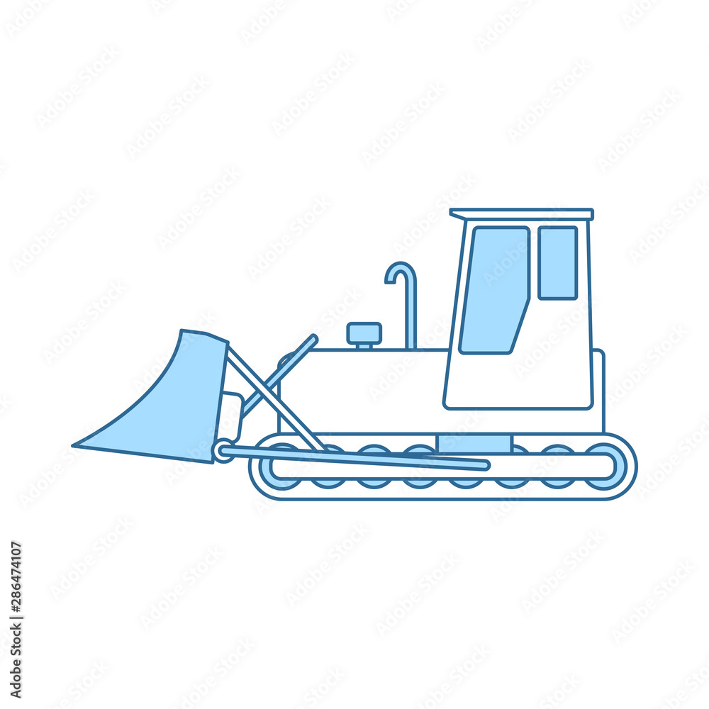 Naklejka premium Icon Of Construction Bulldozer
