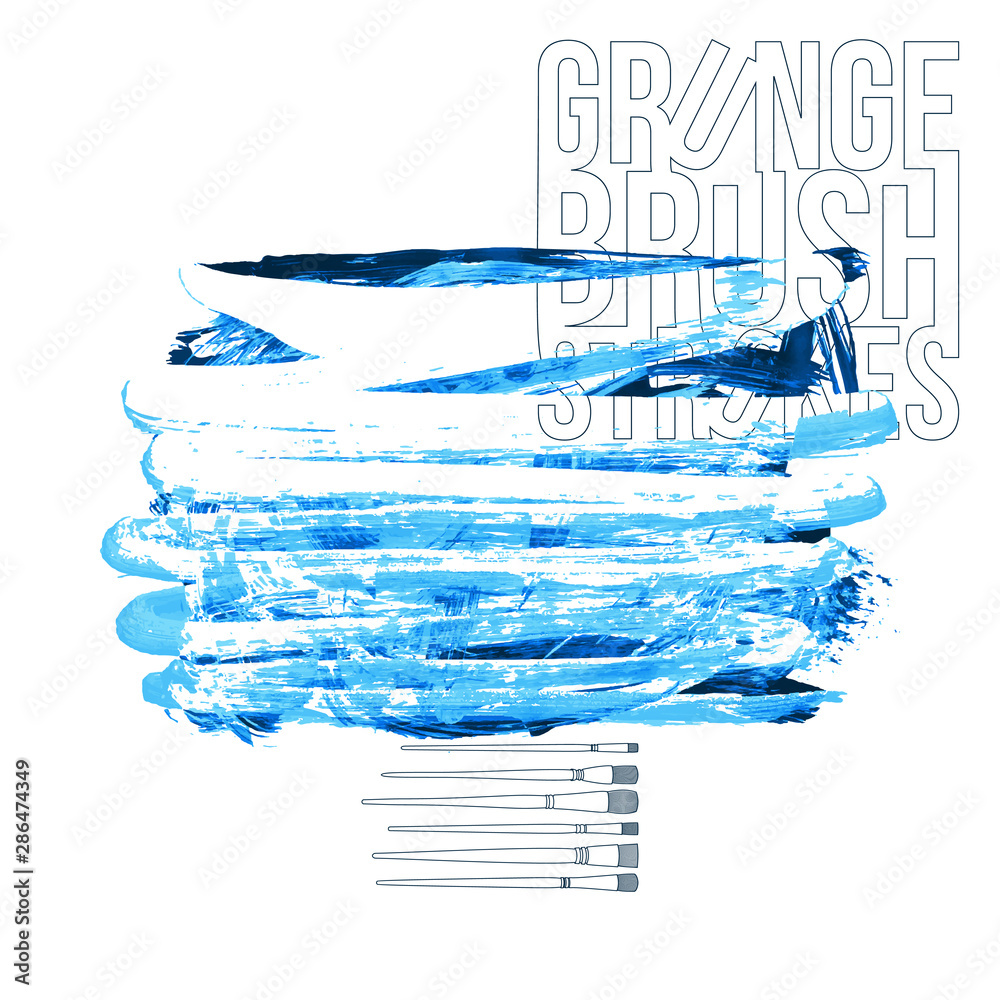 Blue brush stroke and texture. Grunge vector abstract hand - painted element. Underline and border design. Blue brush stroke and texture. Grunge vector abstract hand - painted element. Underline and border design.