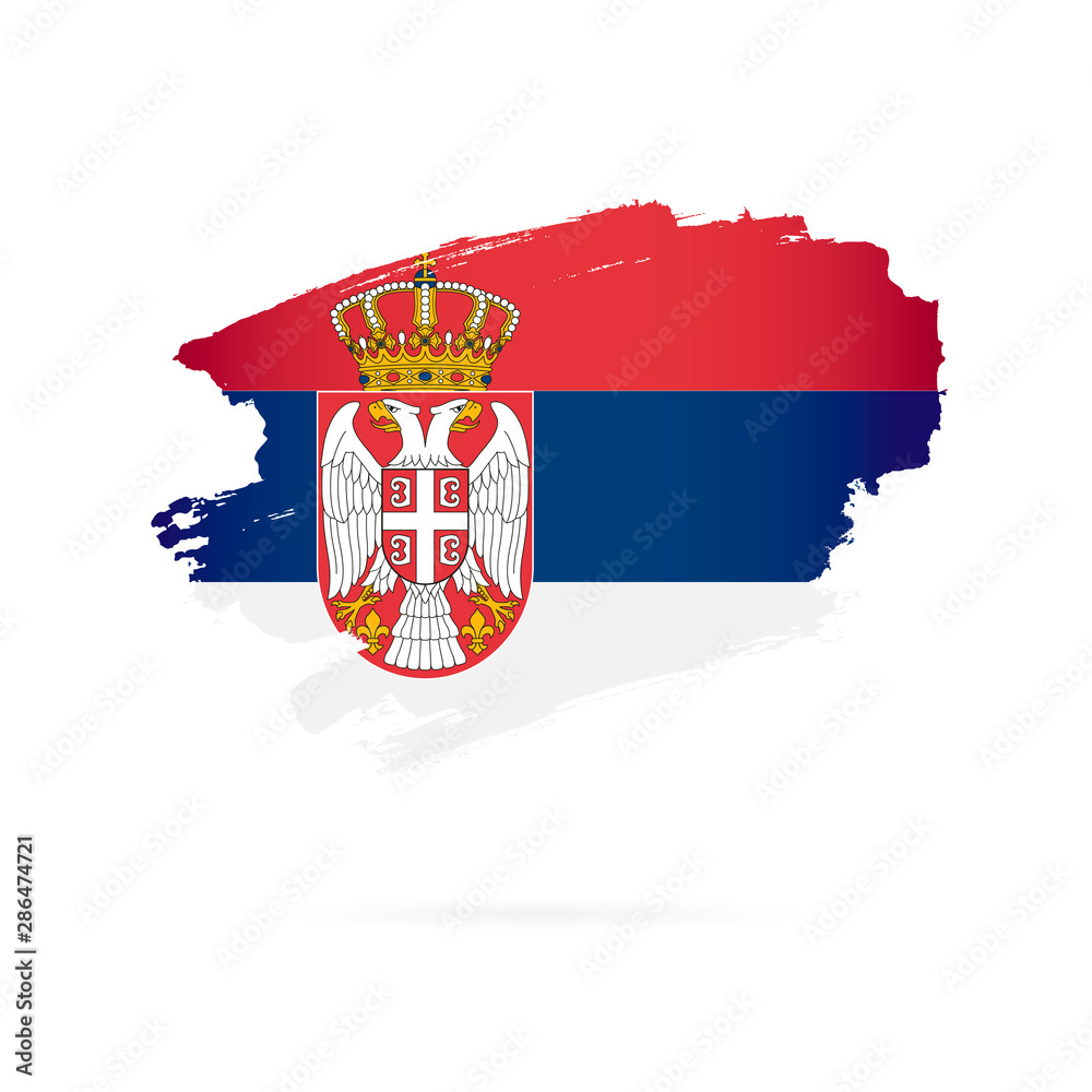 Serbia flag. Vector illustration. Brush strokes