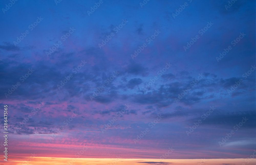 dramatic cloudy sunset sky blue hour abstract background