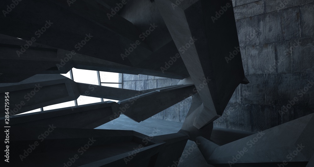 Abstract white and concrete interior. 3D illustration and rendering. Abstract white and concrete interior. 3D illustration and rendering.