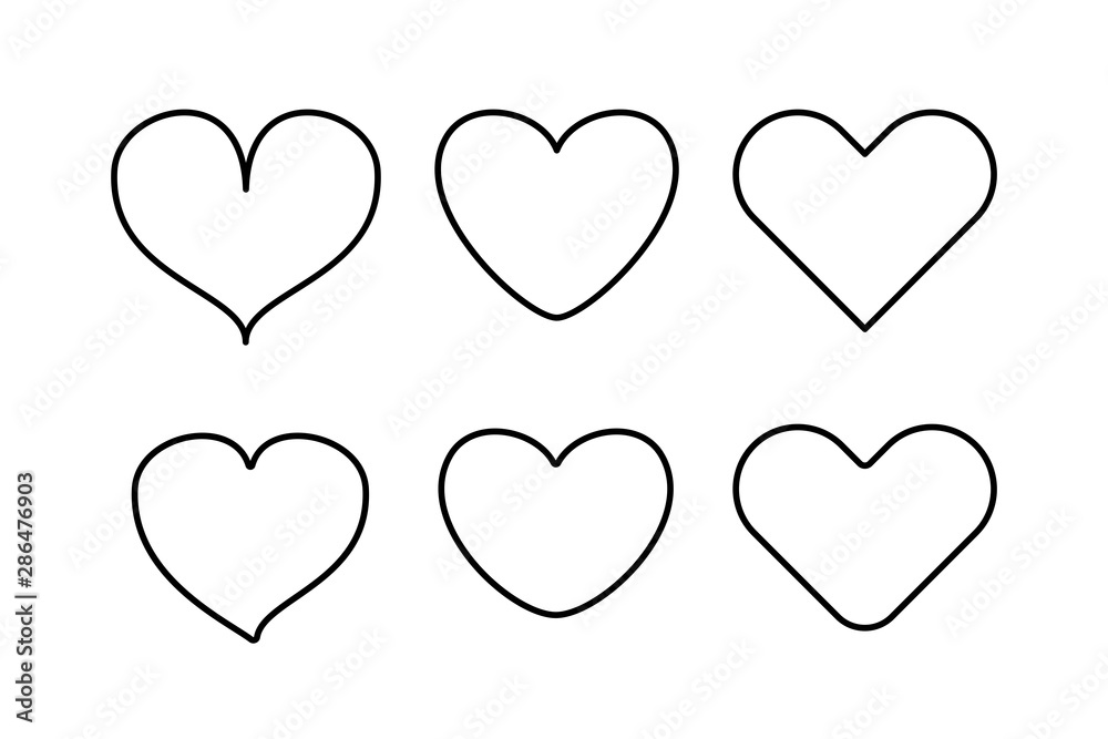 Heart icons set isolated on white background. Heart icons set isolated on white background.