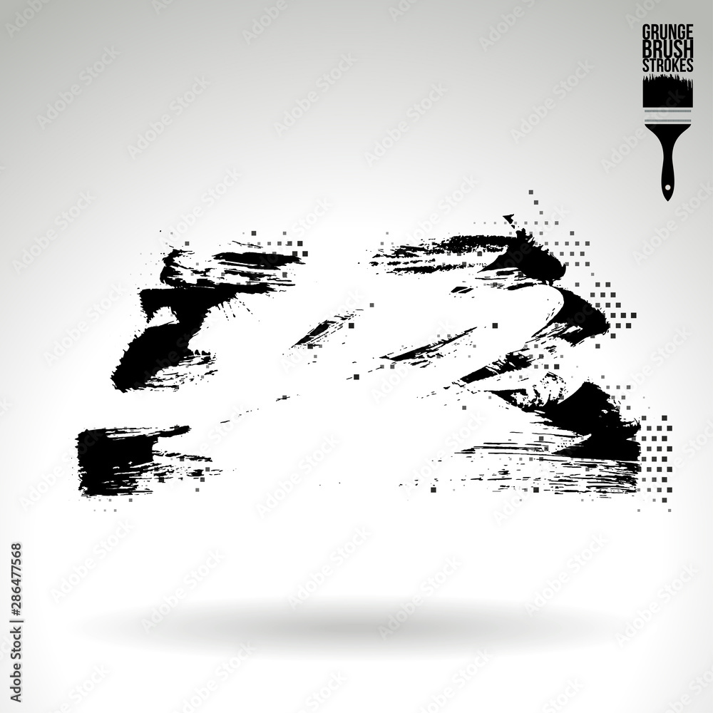 Obraz premium Black brush stroke and texture. Grunge vector abstract hand - painted element. Underline and border design.