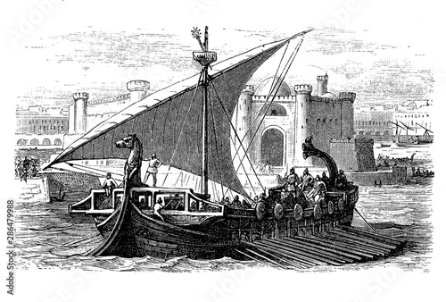 Obraz Fenicjanie byli panami śródziemnomorskiego ruchu morskiego, a ich statki budowano przy użyciu najlepszych technik z przeszłości