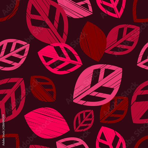 Seamless background with decorative Autumn leaves. Beautiful park. Vector illustration. Can be used for wallpaper, textile, invitation card, wrapping, web page background.