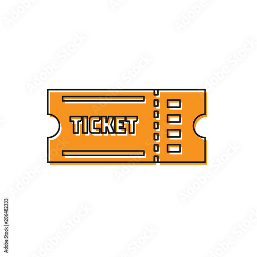 Orange Ticket icon isolated on white background. Vector Illustration