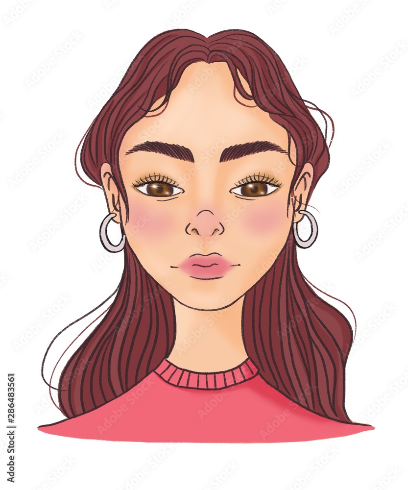 Straight face painting Long haired red haired woman Straight face painting Long haired red haired woman